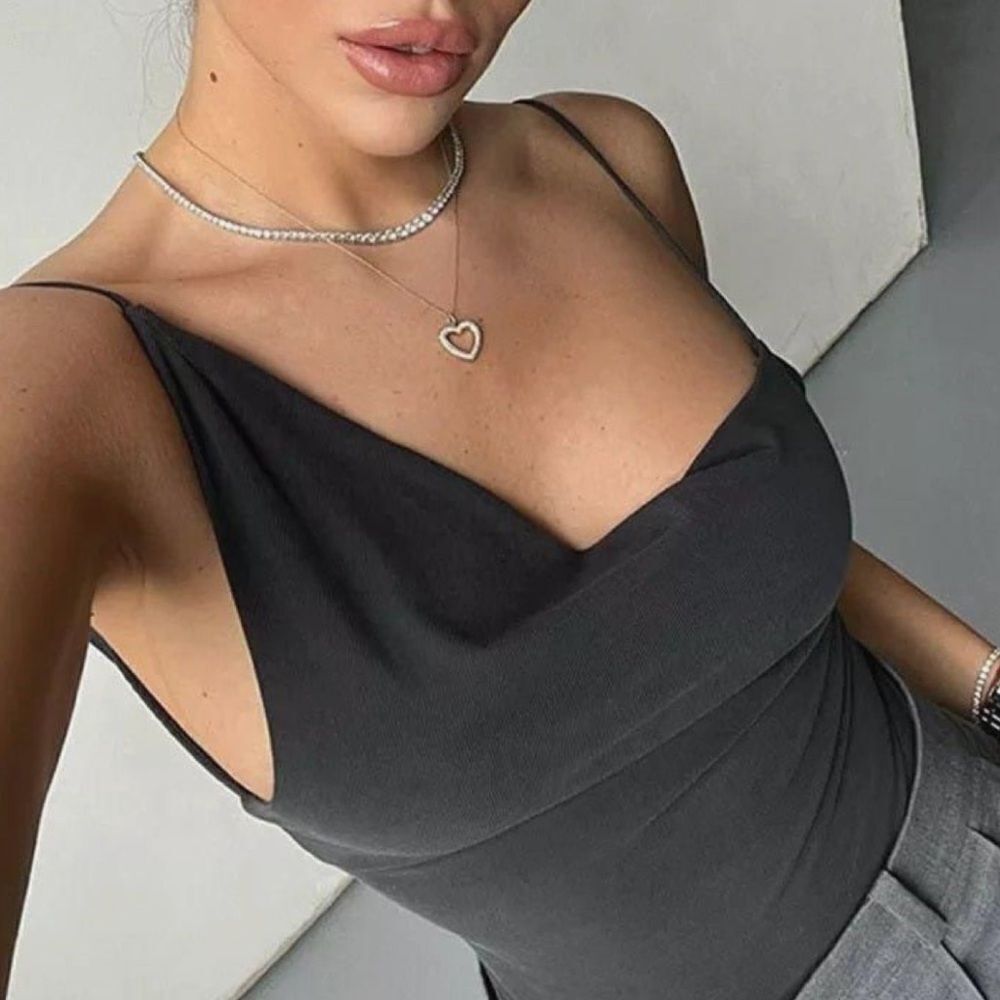 White cowl neck bodysuit